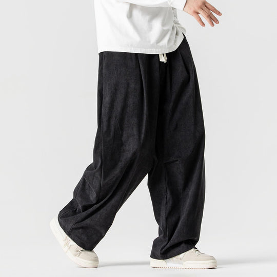 Herren Weit geschnittene Cordhose mit Bundfalten, Tunnelzug und lässiger Baggy‑Silhouette Nord Taschen