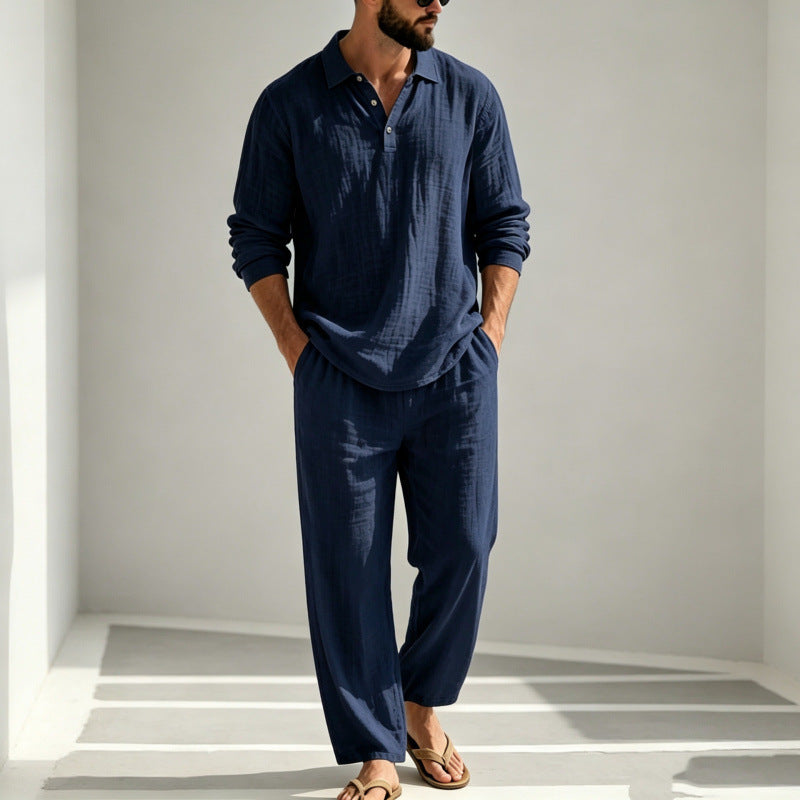Herren Lässiger Leinen Pyjama Nord Taschen