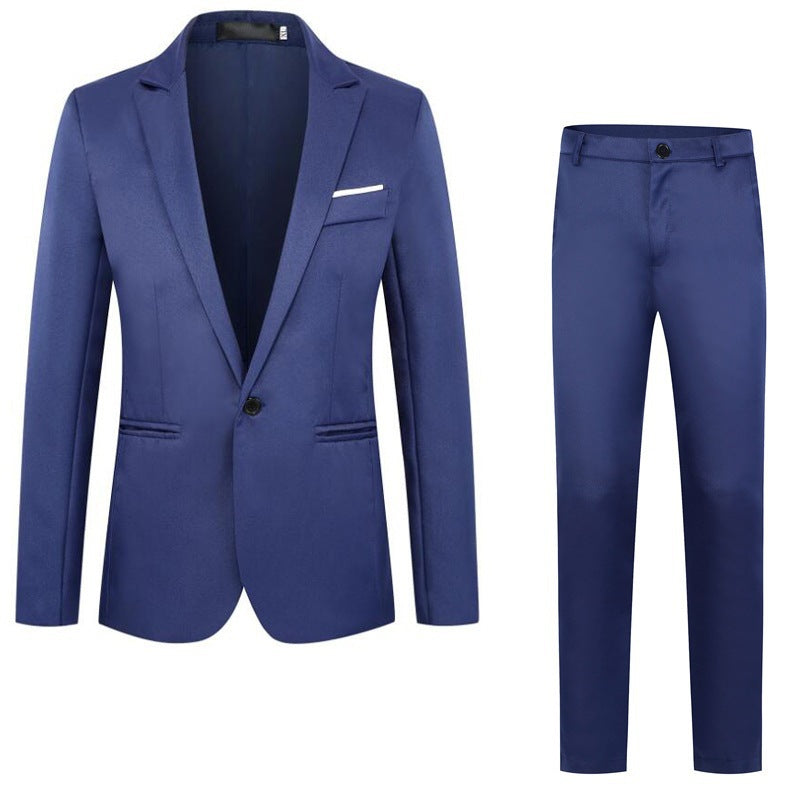Herren tailliertes Anzugset aus feinem Satin mit schlanker Silhouette und Ein-Knopf-Sakko Nord Taschen