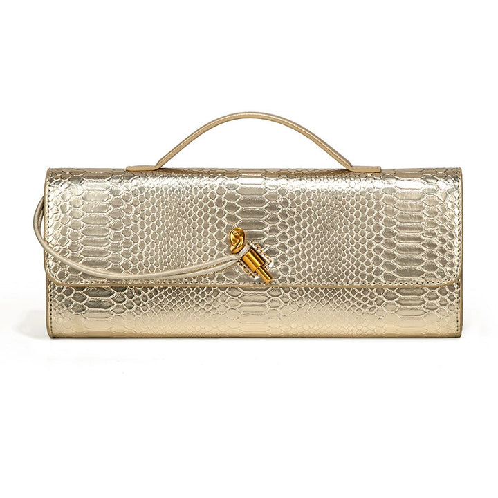 Damen Clutch mit schimmerndem Schlangenhautmuster Nord Taschen