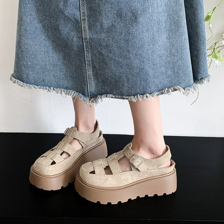 Damen Cushioned Plateau-Sandalen mit modischen Riemchen und weichem Obermaterial
