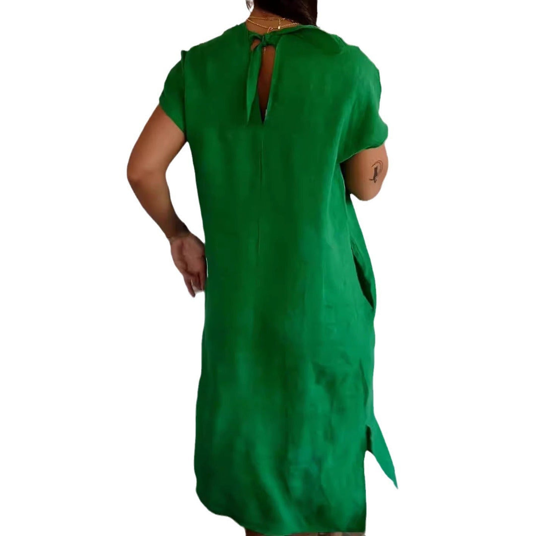 Damen luftiges Leinenkleid mit praktischen Seitentaschen