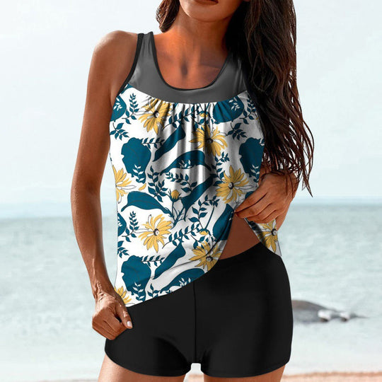 Damen Tankini-Set mit floralem Oberteil und sportlichem Hosenansatz Nord Taschen
