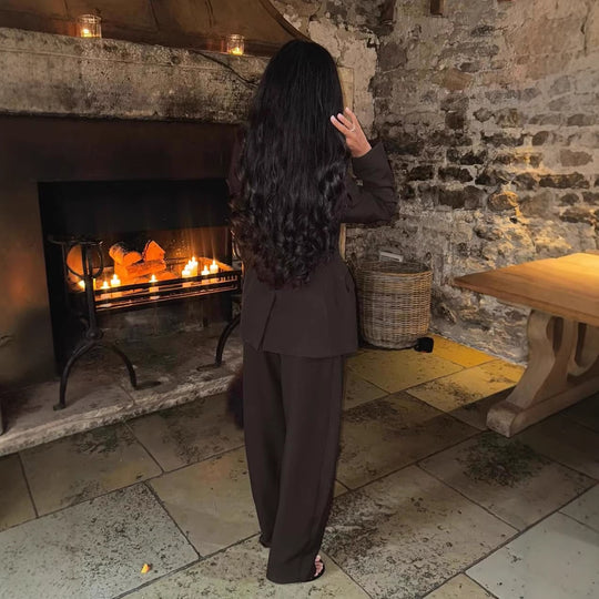Damen Elegantes Blazer-Outfit mit weiter Hose Nord Taschen