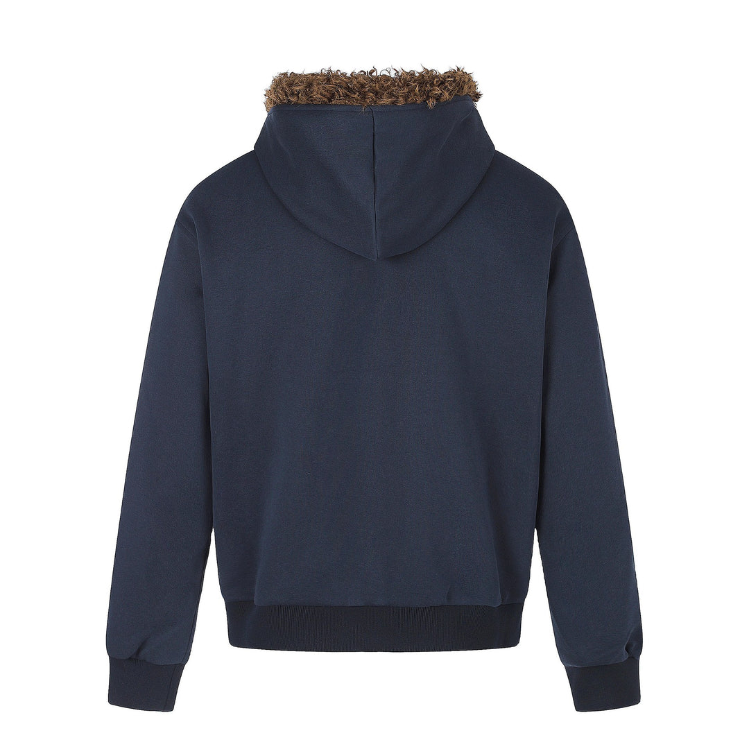 Herren Kapuzenjacke mit Kunstfellbesatz, Reißverschluss und Vintage‑Flaggenprint Nord Taschen
