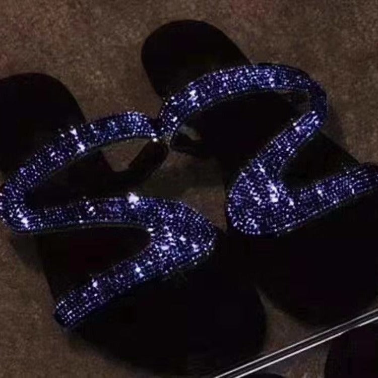 Damen Glamouröse Zehentrenner-Sandalen mit funkelnden Strass-Akzenten