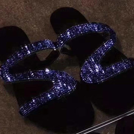 Damen Glamouröse Zehentrenner-Sandalen mit funkelnden Strass-Akzenten