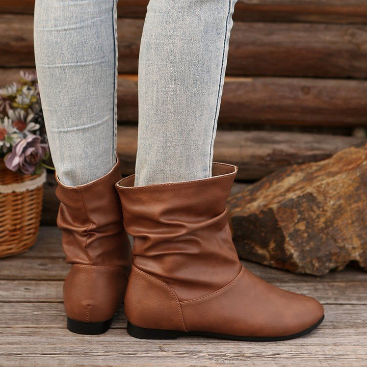 Damen modische Stiefeletten mit elegantem Rüschendesign und weichem Obermaterial