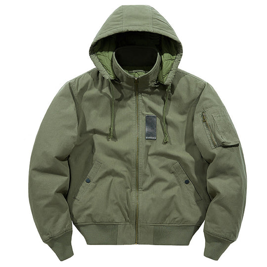 Herren multifunktionale Feldjacke im Bomberstil mit Kapuze und Ärmel-Tasche Nord Taschen