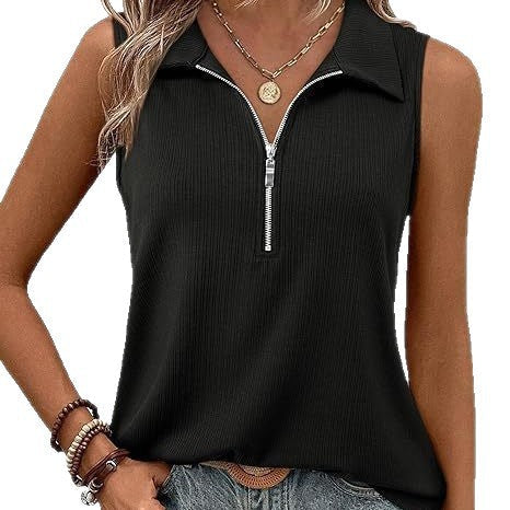 Damen ärmelloses Polo-Shirt mit Reißverschluss