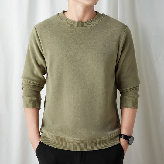 Herren Feiner Rundhals-Pullover aus Baumwollmix mit gerippten Bündchen und schlanker Passform Nord Taschen