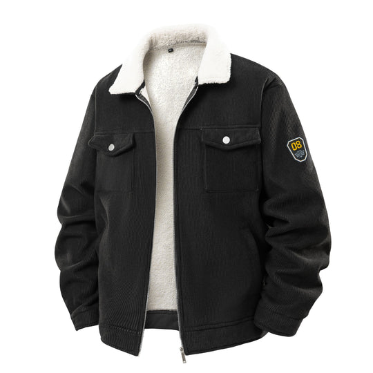 Herren Cord-Jacke mit Teddyfutter, Reißverschluss & Pattentaschen Nord Taschen