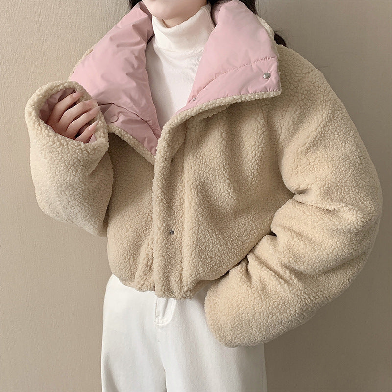 Damen nan kurze wattierte Jacke mit hochschließendem Schalkragen und Teddybündchen Nord Taschen