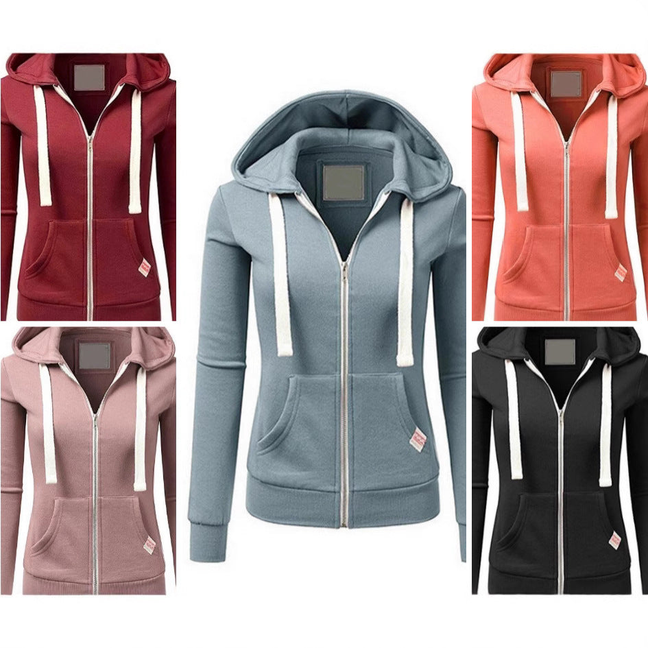 Damen Kapuzenjacke mit Reißverschluss taillierter Sweatshirt-Hoodie aus Baumwollmischung Nord Taschen