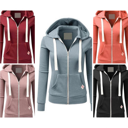 Damen Kapuzenjacke mit Reißverschluss taillierter Sweatshirt-Hoodie aus Baumwollmischung Nord Taschen