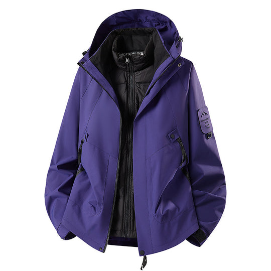 Herren Zwei-in-eins Wetterschutzjacke mit abnehmbarer Steppweste und verstellbarer Kapuze Nord Taschen