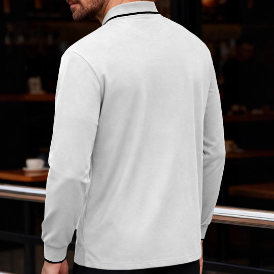 Herren Langarm-Piqué-Polo mit kontrastbesetztem Kragen und Bündchen Nord Taschen