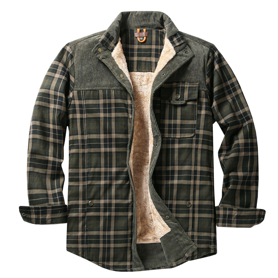 Herren Lässige Flanelljacke mit Teddyfutter Nord Taschen