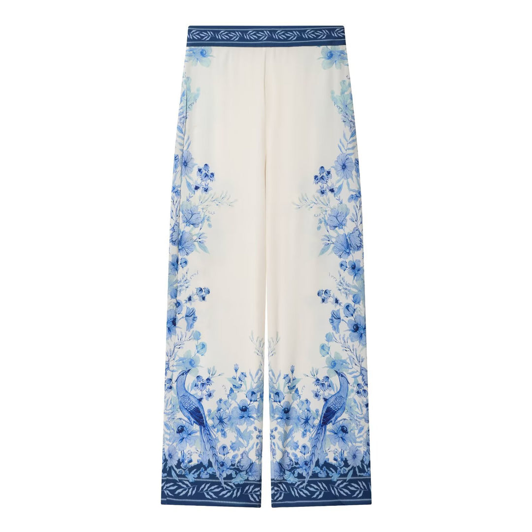Damen Weite Palazzo‑Hose mit elastischem Bund und floraler Bordürenoptik Nord Taschen