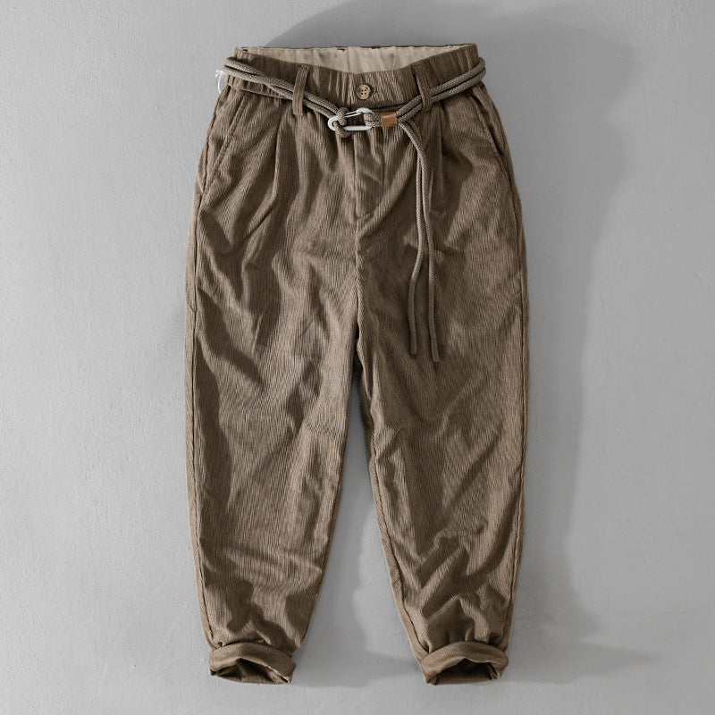 Herren Feinecord-Tapered-Hose mit elastischem Bund, Kordelzug und gekrempeltem Saum Nord Taschen