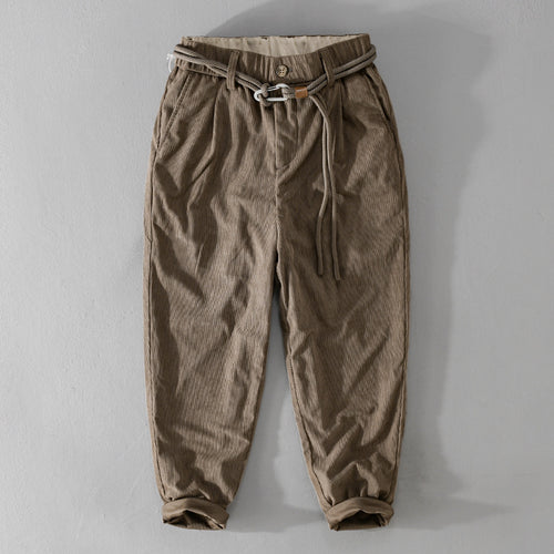 Herren Feinecord-Tapered-Hose mit elastischem Bund, Kordelzug und gekrempeltem Saum Nord Taschen