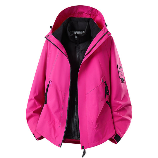 Herren Zwei-in-eins Wetterschutzjacke mit abnehmbarer Steppweste und verstellbarer Kapuze Nord Taschen