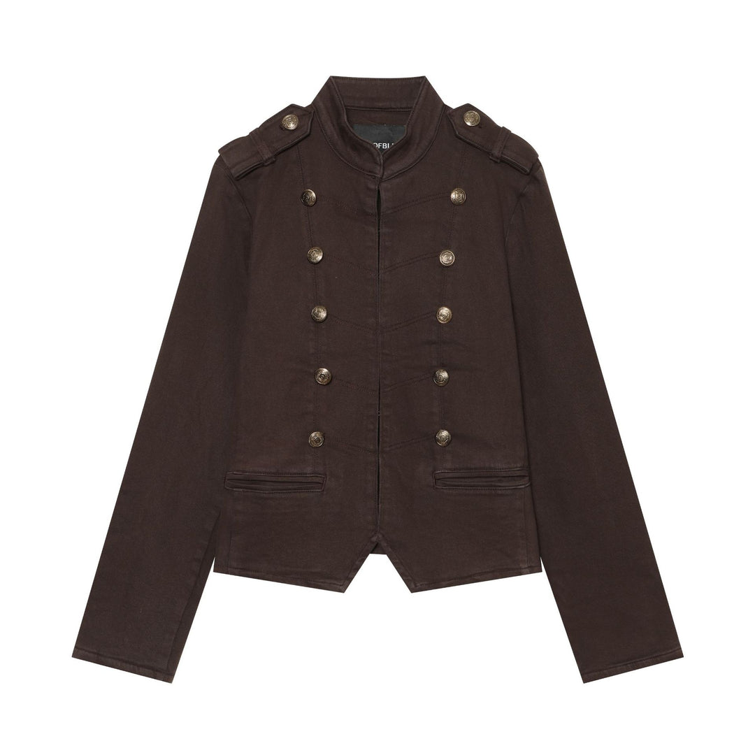 Damen Taillierte Cropped‑Militär‑Blouson mit Epauletten und Doppelknopfreihe Nord Taschen