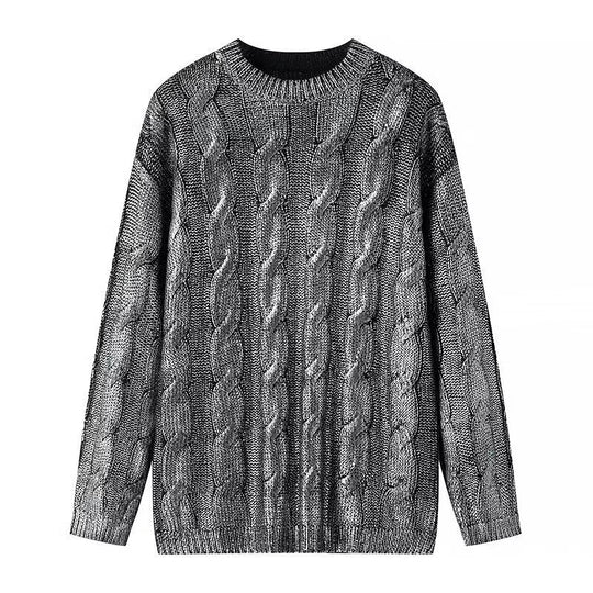 Damen Grobgestrickter Zopfstrick-Pullover mit Rundhals und Oversize-Schnitt Nord Taschen