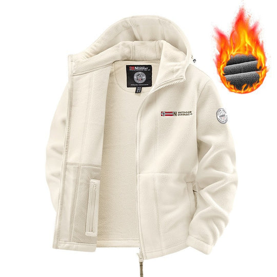 Damen Kapuzen-Fleecejacke mit Teddyfutter und durchgehendem Reißverschluss Nord Taschen