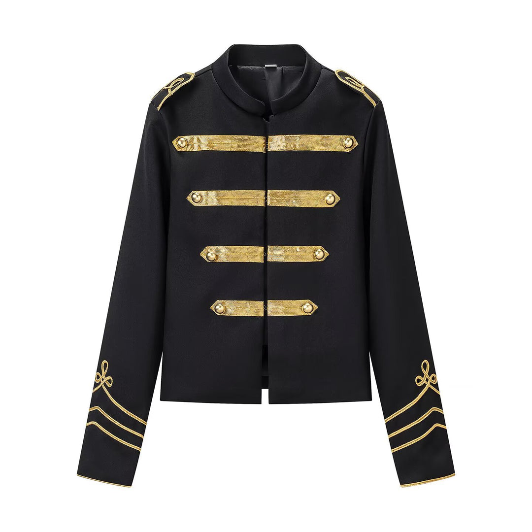 Damen Parade-Blouson mit Stehkragen, Epauletten und goldgestickten Verzierungen Nord Taschen