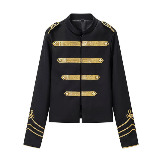 Damen Parade-Blouson mit Stehkragen, Epauletten und goldgestickten Verzierungen Nord Taschen