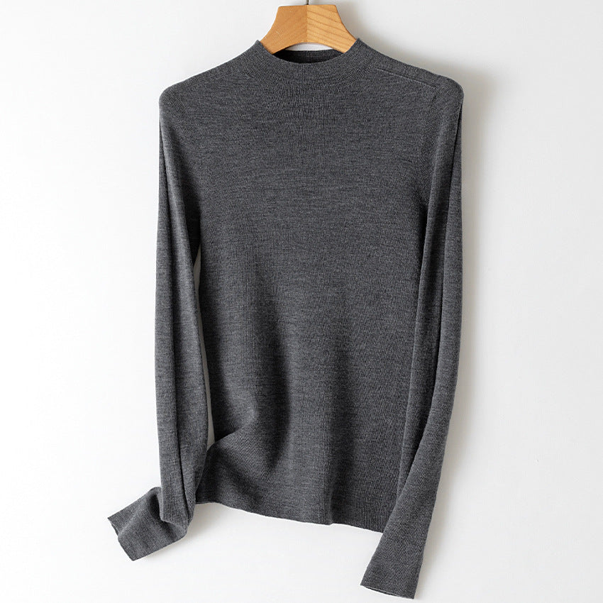Damen Leichter Feinstrick-Pullover mit kurzem Stehkragen und schmaler Silhouette Nord Taschen