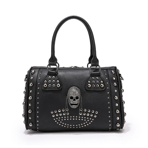 Damen Hobo-Tasche mit dekorativen Nieten und trendy Totenkopf-Applikation Nord Taschen
