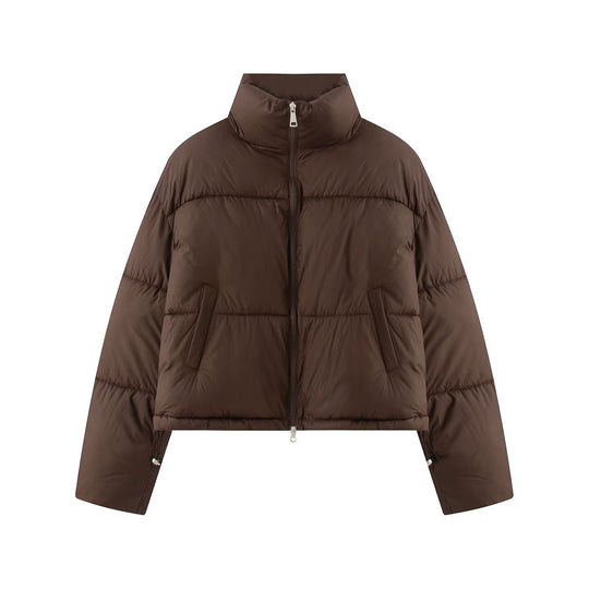 Damen Gekürzte Oversize-Pufferjacke mit hohem Stehkragen und Zwei-Wege‑Reißverschluss Nord Taschen