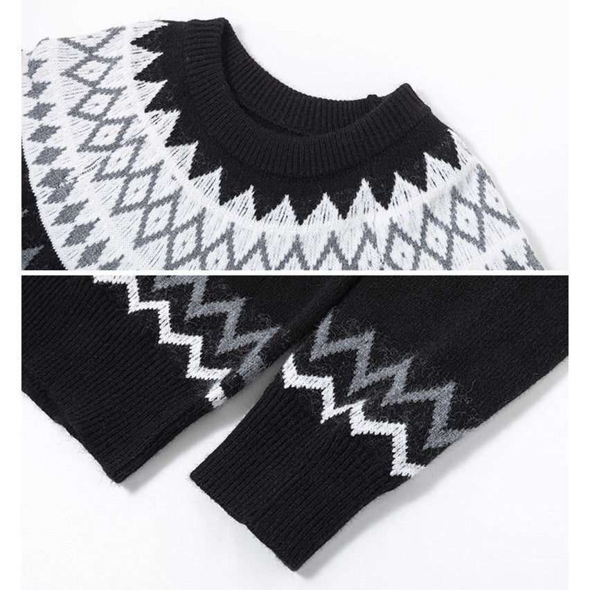 Damen Grobstrickpullover mit grafischem Muster Nord Taschen