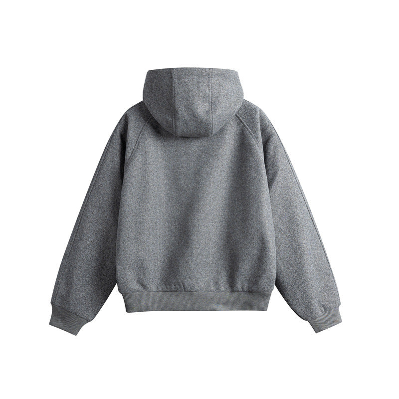 Unisex Oversize Kapuzenblouson aus Wollmix mit Reißverschluss und Kängurutaschen Nord Taschen