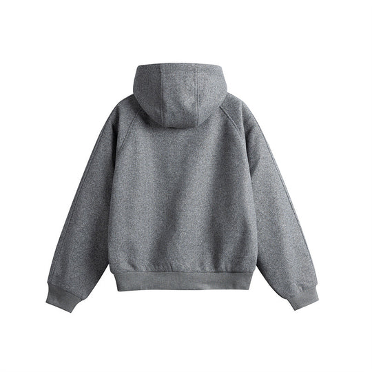 Unisex Oversize Kapuzenblouson aus Wollmix mit Reißverschluss und Kängurutaschen Nord Taschen