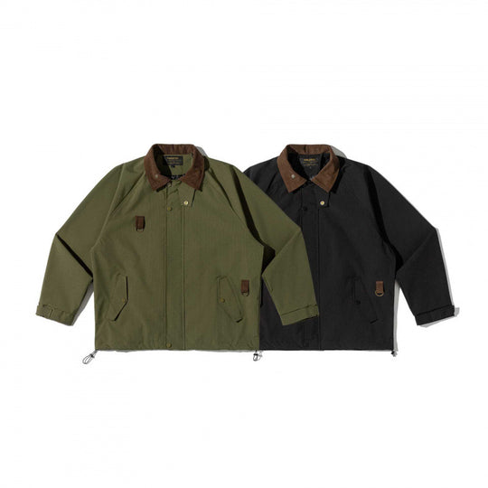 Unisex Kastenförmige Overshirt‑Jacke im Utility‑Stil mit Cordkragen, Pattentaschen und Kordelzugsaum Nord Taschen