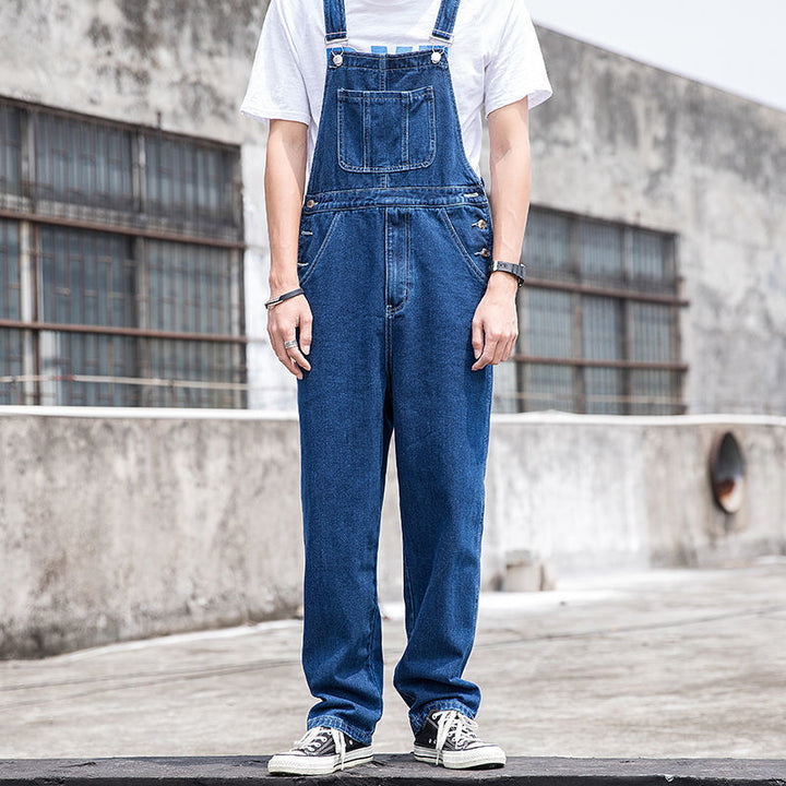 Herren Jeans Latzhose Denim weit