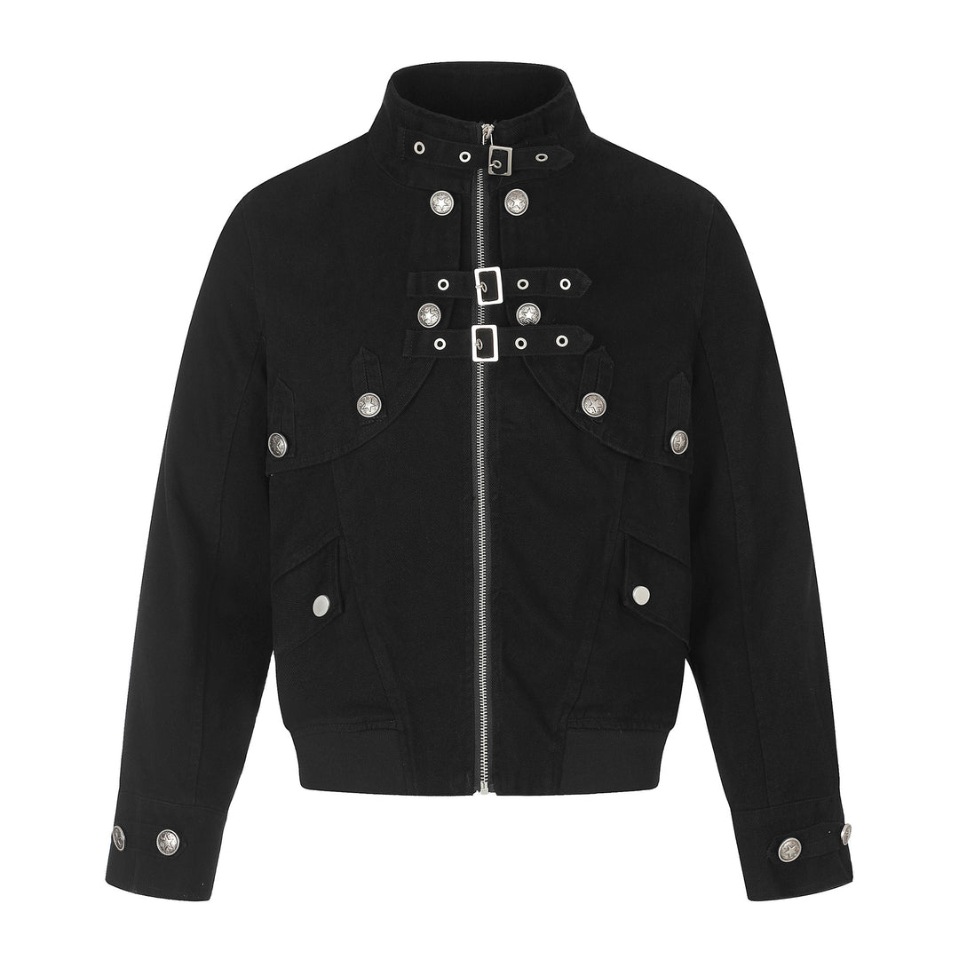 Damen Kurzblouson im Boxy‑Schnitt mit Stehkragen, Schnallenriegeln und Pattentaschen Nord Taschen