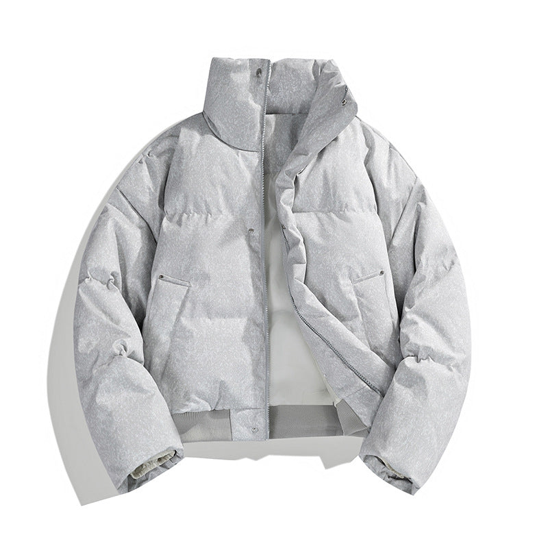Herren Kurze wattierte Steppjacke mit hohem Stehkragen und matter Strukturoptik Nord Taschen