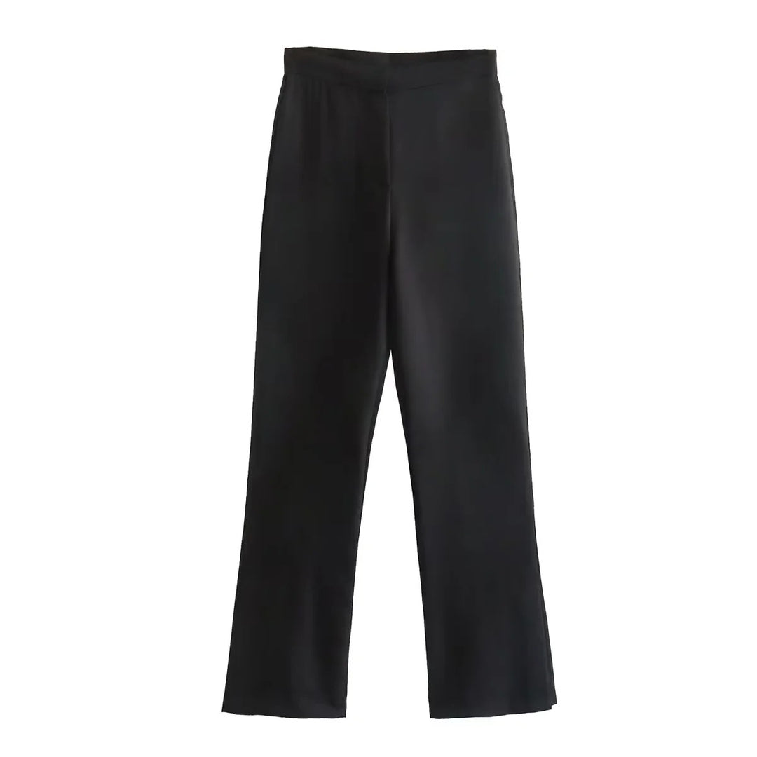 Damen Elegante Stretch-Hose mit geradem Bein und Bügelfalte Nord Taschen