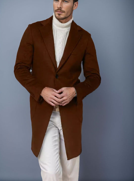 Herren Langer Unstrukturierter Leinen-Blazer mit Ein-Knopf-Verschluss und aufgesetzten Taschen Nord Taschen