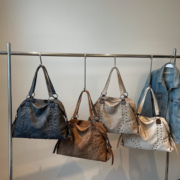 Damen modische Shopper-Tasche mit eleganten Nieten Nord Taschen