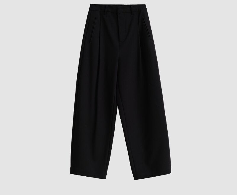 Damen Hochtaillierte weite Bundfaltenhose im Palazzo-Stil mit verdeckten Eingrifftaschen Nord Taschen