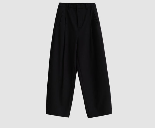 Damen Hochtaillierte weite Bundfaltenhose im Palazzo-Stil mit verdeckten Eingrifftaschen Nord Taschen