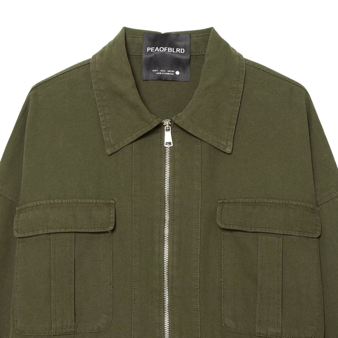 Damen Cropped Fieldjacke mit durchgehendem Reißverschluss, Pattentaschen und Tunnelzugtaillierung Nord Taschen