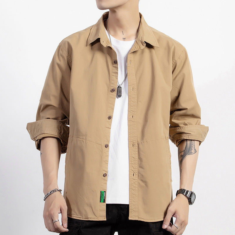 Herren leichtes Utility-Overshirt mit Knopfleiste und Hemdkragen Nord Taschen