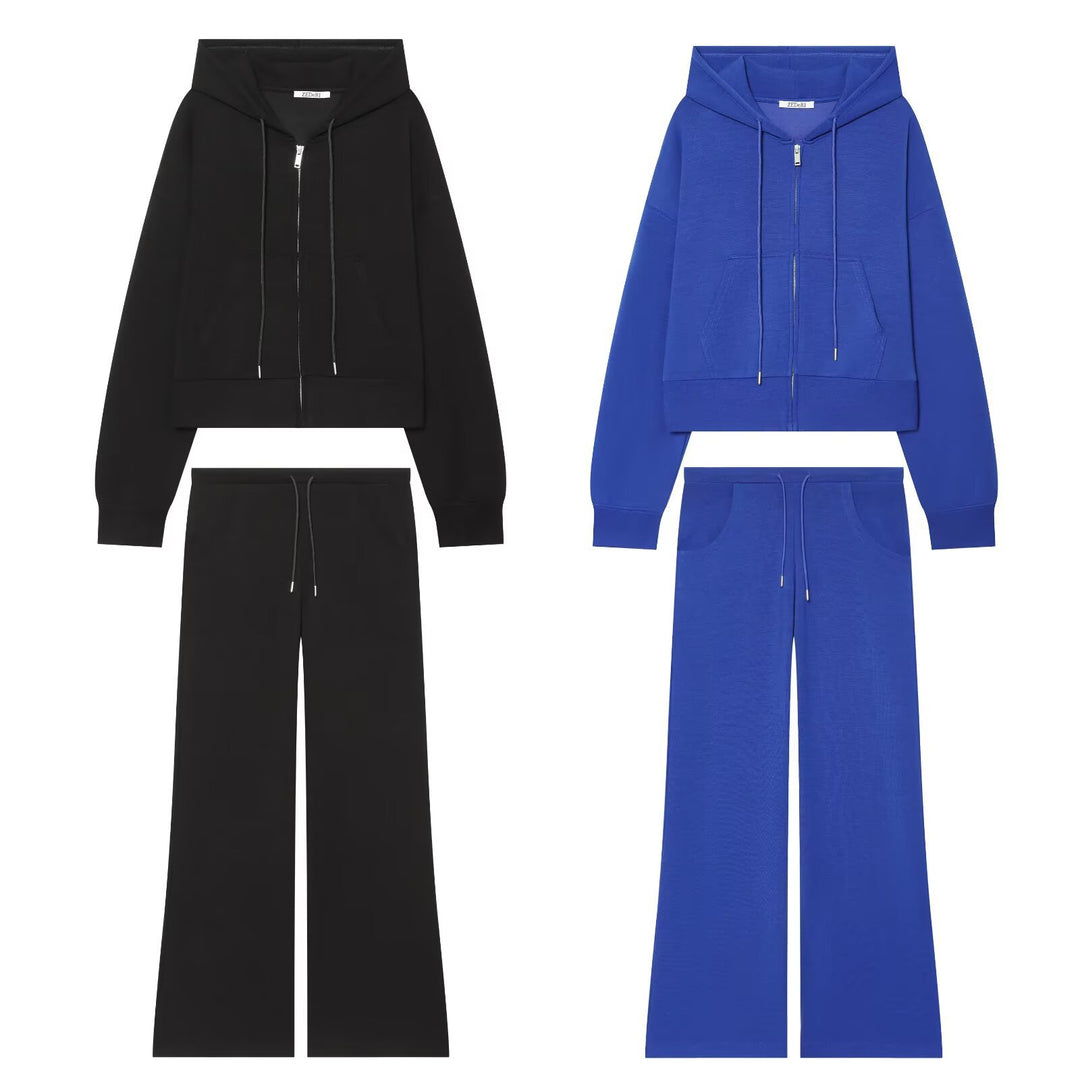 Damen Weite High‑Waist Jersey-Hose mit Tunnelzug und weitem Bein Nord Taschen