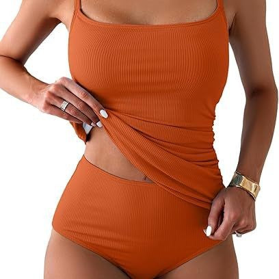 Damen Hochtaillierter Badeanzug mit Ripp-Design Nord Taschen